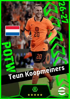 Teun Koopmeiners eFootball 2026 player card, 93 OVR CB