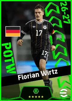 Florian Wirtz eFootball 2026 player card, 95 OVR SS