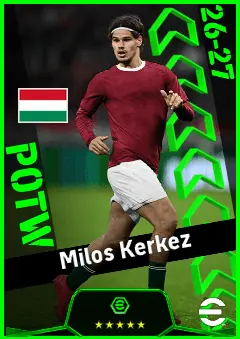 Milos Kerkez eFootball 2026 player card, 93 OVR LB