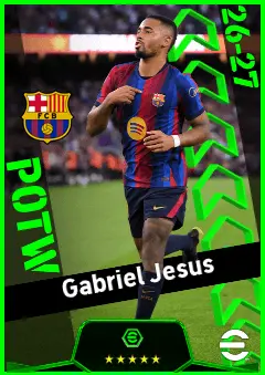 Gabriel Jesus eFootball 2026 player card, 93 OVR CF
