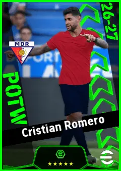 Cristian Romero eFootball 2026 player card, 95 OVR CB