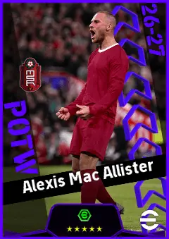 Alexis Mac Allister eFootball 2026 player card, 94 OVR CMF