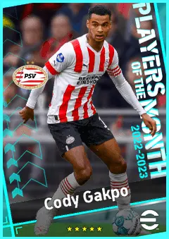 Cody Gakpo eFootball 2026 player card, 92 OVR LWF