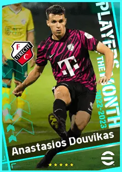 Anastasios Douvikas eFootball 2026 player card, 87 OVR CF