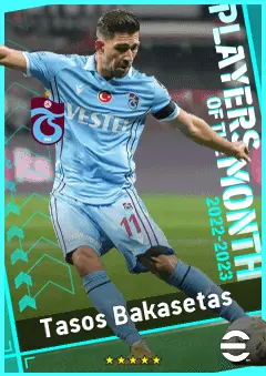 Tasos Bakasetas eFootball 2026 player card, 90 OVR AMF