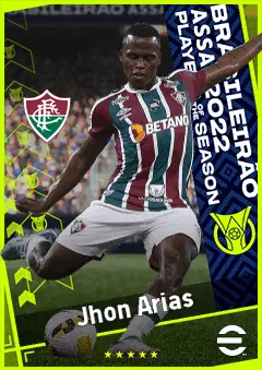 Jhon Arias eFootball 2026 player card, 89 OVR LMF