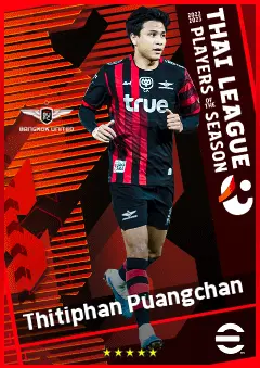 Thitiphan Puangchan eFootball 2026 player card, 87 OVR CMF