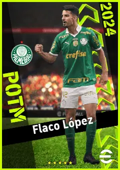 Flaco López eFootball 2026 player card, 92 OVR CF
