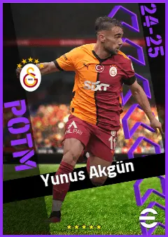 Yunus Akgün eFootball 2026 player card, 91 OVR LMF