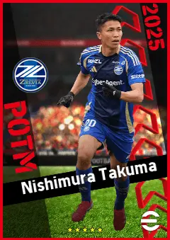 Nishimura Takuma eFootball 2026 player card, 90 OVR AMF