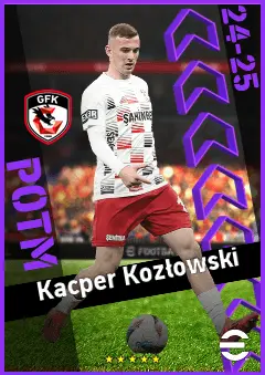 Kacper Kozłowski eFootball 2026 player card, 91 OVR AMF