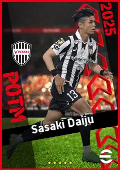 Sasaki Daiju eFootball 2026 player card, 91 OVR CF