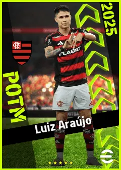 Luiz Araújo eFootball 2026 player card, 93 OVR RMF