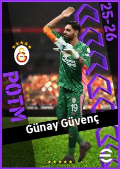 Günay Güvenç eFootball 2026 player card, 90 OVR GK