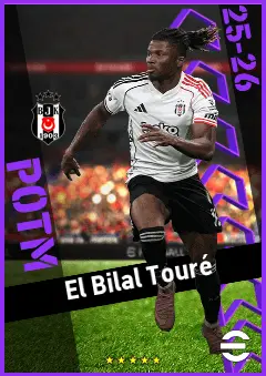 El Bilal Touré eFootball 2026 player card, 91 OVR LMF