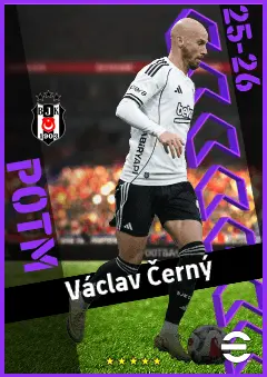 Václav Černý eFootball 2026 player card, 91 OVR AMF