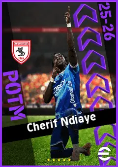 Cherif Ndiaye eFootball 2026 player card, 91 OVR CF