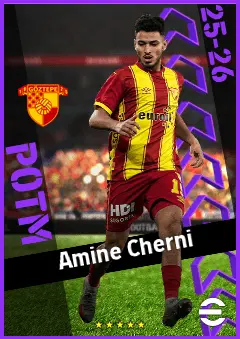 Amine Cherni eFootball 2026 player card, 90 OVR LMF