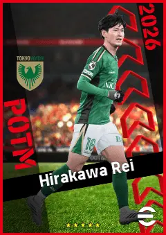 Hirakawa Rei eFootball 2026 player card, 90 OVR CMF