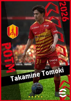 Takamine Tomoki eFootball 2026 player card, 90 OVR DMF