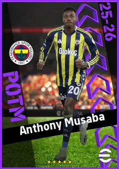 Anthony Musaba eFootball 2026 player card, 91 OVR RMF