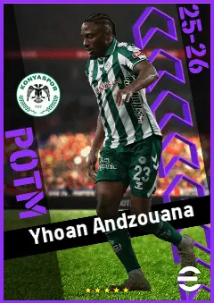 Yhoan Andzouana eFootball 2026 player card, 90 OVR RB