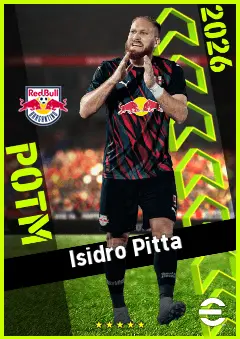 Isidro Pitta eFootball 2026 player card, 91 OVR CF