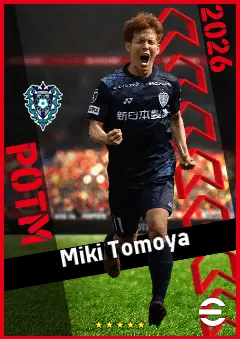 Miki Tomoya eFootball 2026 player card, 91 OVR CMF