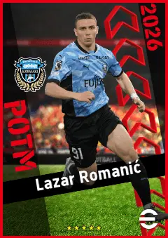Lazar Romanić eFootball 2026 player card, 90 OVR CF