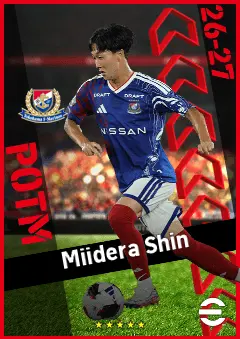 Miidera Shin eFootball 2026 player card, 91 OVR LMF