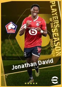 Jonathan David eFootball 2026 player card, 95 OVR CF