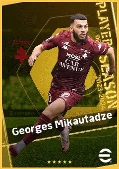 Georges Mikautadze eFootball 2026 player card, 92 OVR CF