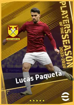 Lucas Paquetá eFootball 2026 player card, 95 OVR AMF