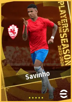 Savinho eFootball 2026 player card, 95 OVR LWF