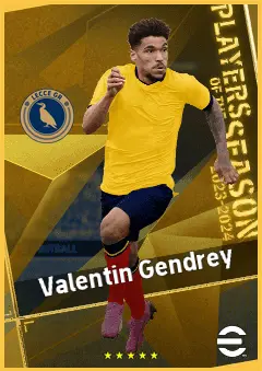 Valentin Gendrey eFootball 2026 player card, 92 OVR RB