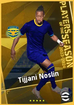Tijjani Noslin eFootball 2026 player card, 92 OVR RWF