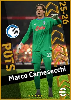 Marco Carnesecchi eFootball 2026 player card, 96 OVR GK