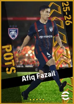 Afiq Fazail eFootball 2026 player card, 92 OVR CMF
