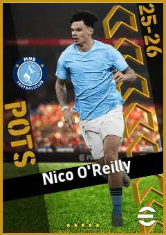 Nico O'Reilly eFootball 2026 player card, 95 OVR LB