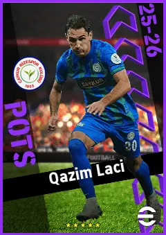 Qazim Laci eFootball 2026 player card, 92 OVR CMF