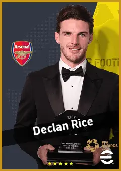 Declan Rice eFootball 2026 player card, 97 OVR CMF