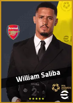 William Saliba eFootball 2026 player card, 96 OVR CB