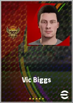 Vic Biggs eFootball 2026 player card, 73 OVR DMF