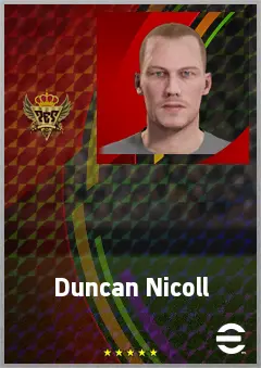 Duncan Nicoll eFootball 2026 player card, 76 OVR DMF