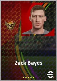 Zack Bayes eFootball 2026 player card, 75 OVR DMF