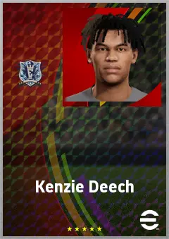 Kenzie Deech eFootball 2026 player card, 76 OVR LWF