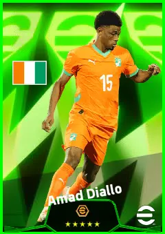 Amad Diallo eFootball 2026 player card, 94 OVR RMF
