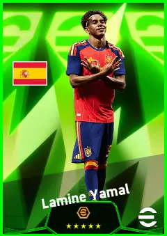 Lamine Yamal eFootball 2026 player card, 97 OVR RWF