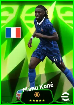 Manu Koné eFootball 2026 player card, 93 OVR CMF