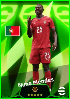 Nuno Mendes eFootball 2026 player card, 96 OVR LB